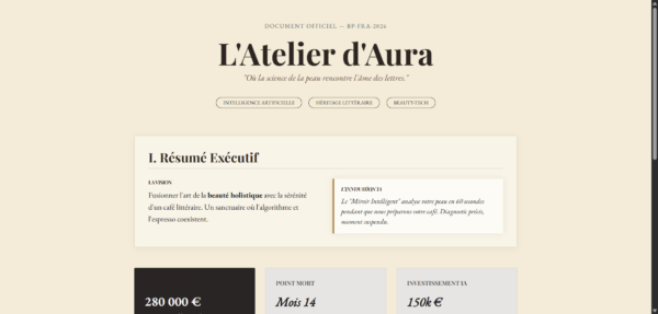 l atelier d aura business plan 2026